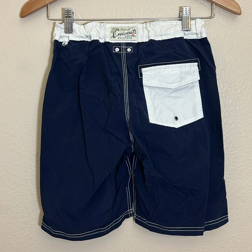Crewcuts Navy White Nylon Summer Beach Swim Trunks